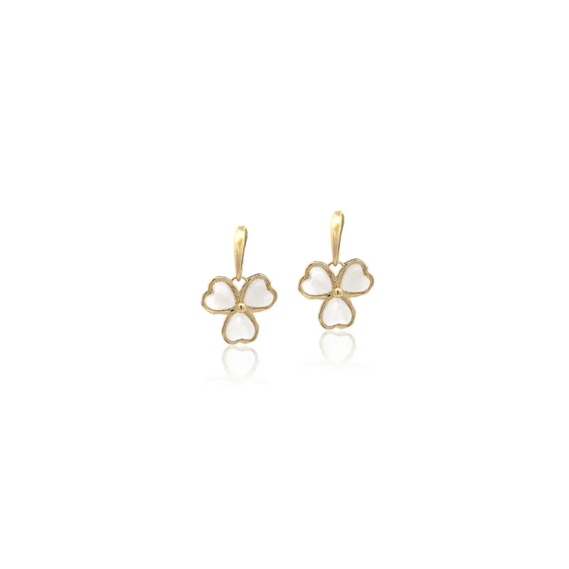 Leaf Clover Simulated Moonstone Earrings