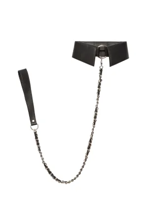 Leather Collar with Detachable Lead (Black)