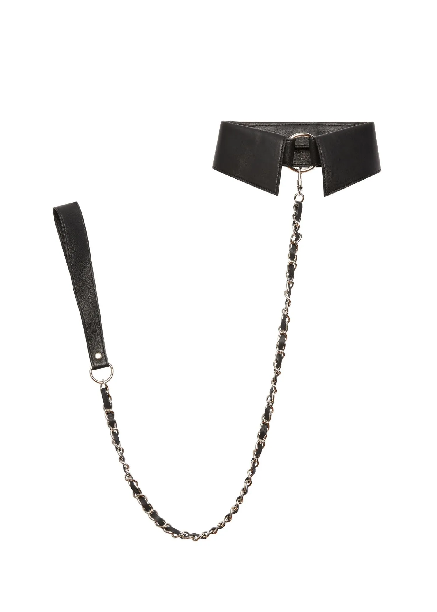 Leather Collar with Detachable Lead (Black)