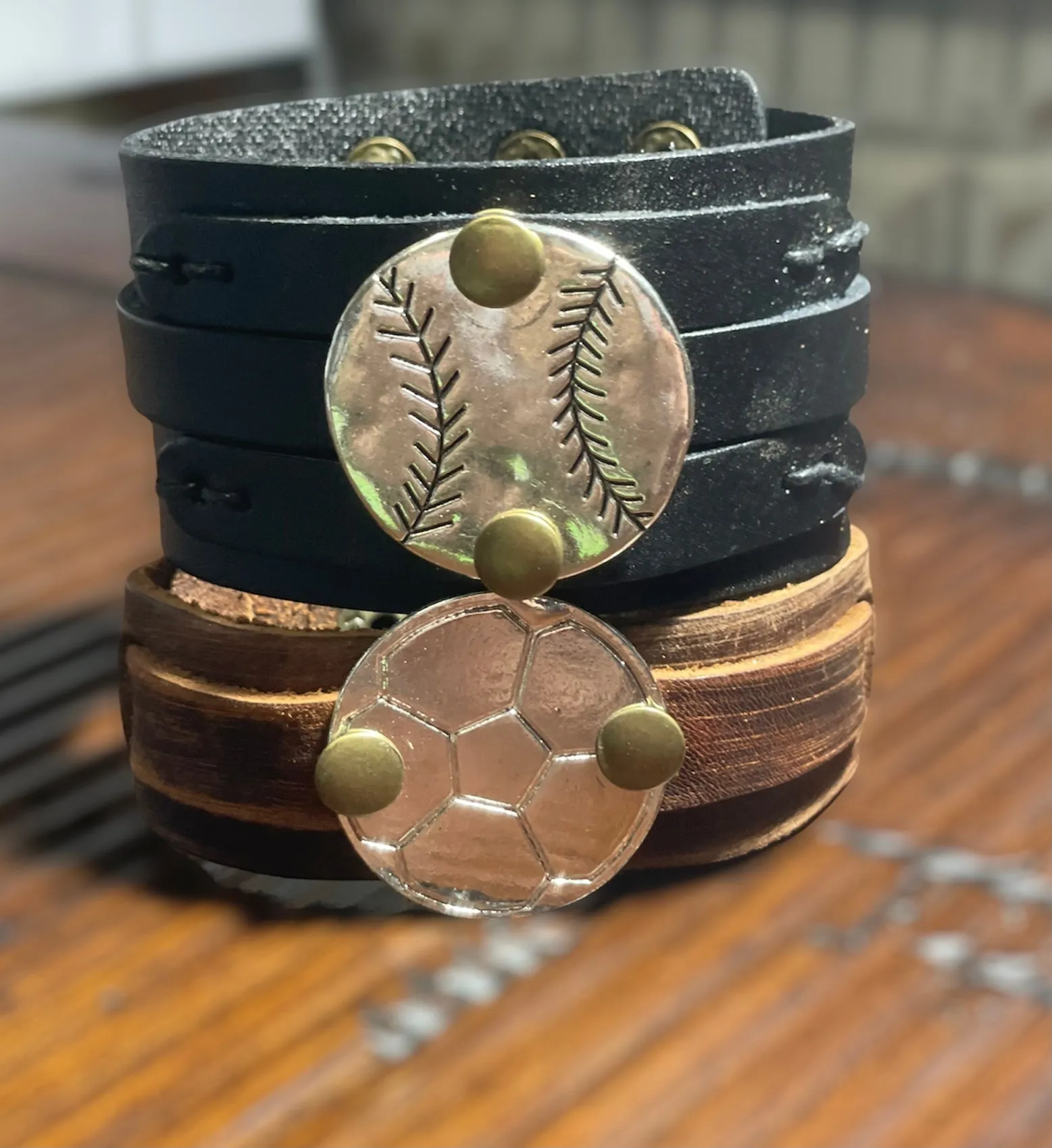 Leather Sports Cuffs (Baseball/Softball/Soccer/Football)