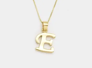 Letter E Gold Pendant - Alphabet Letter Necklace, Initial E Pendant