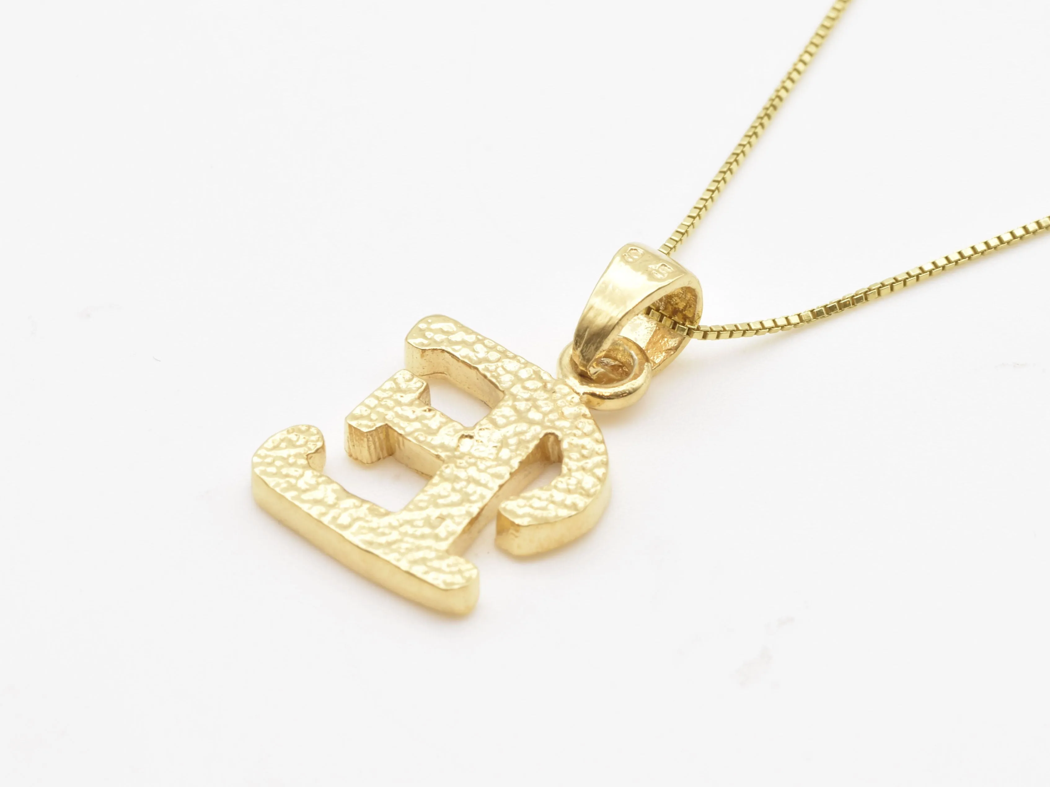 Letter E Gold Pendant - Alphabet Letter Necklace, Initial E Pendant