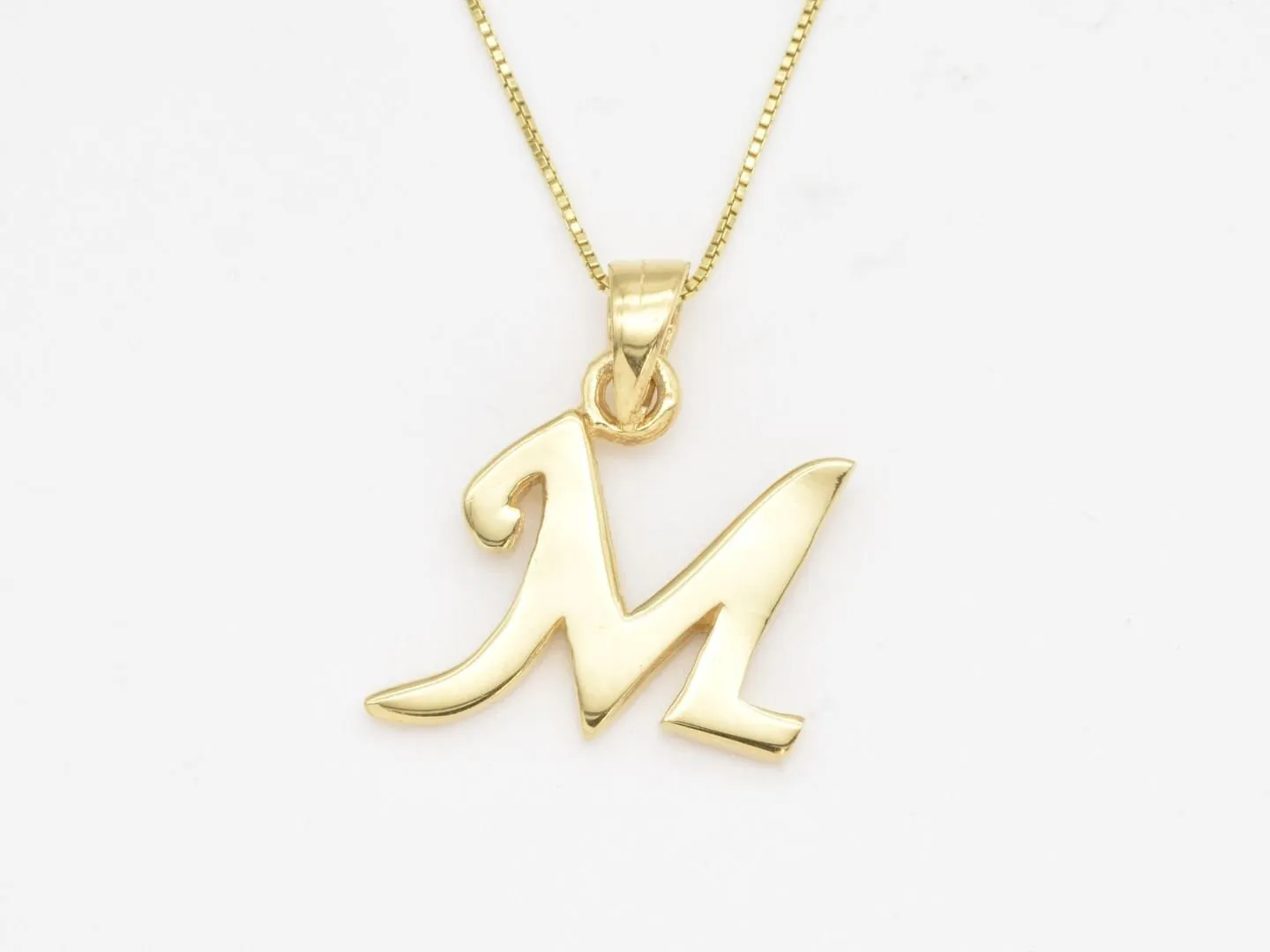 Letter M Gold Pendant - Alphabet Letter Necklace, Capital M Necklace