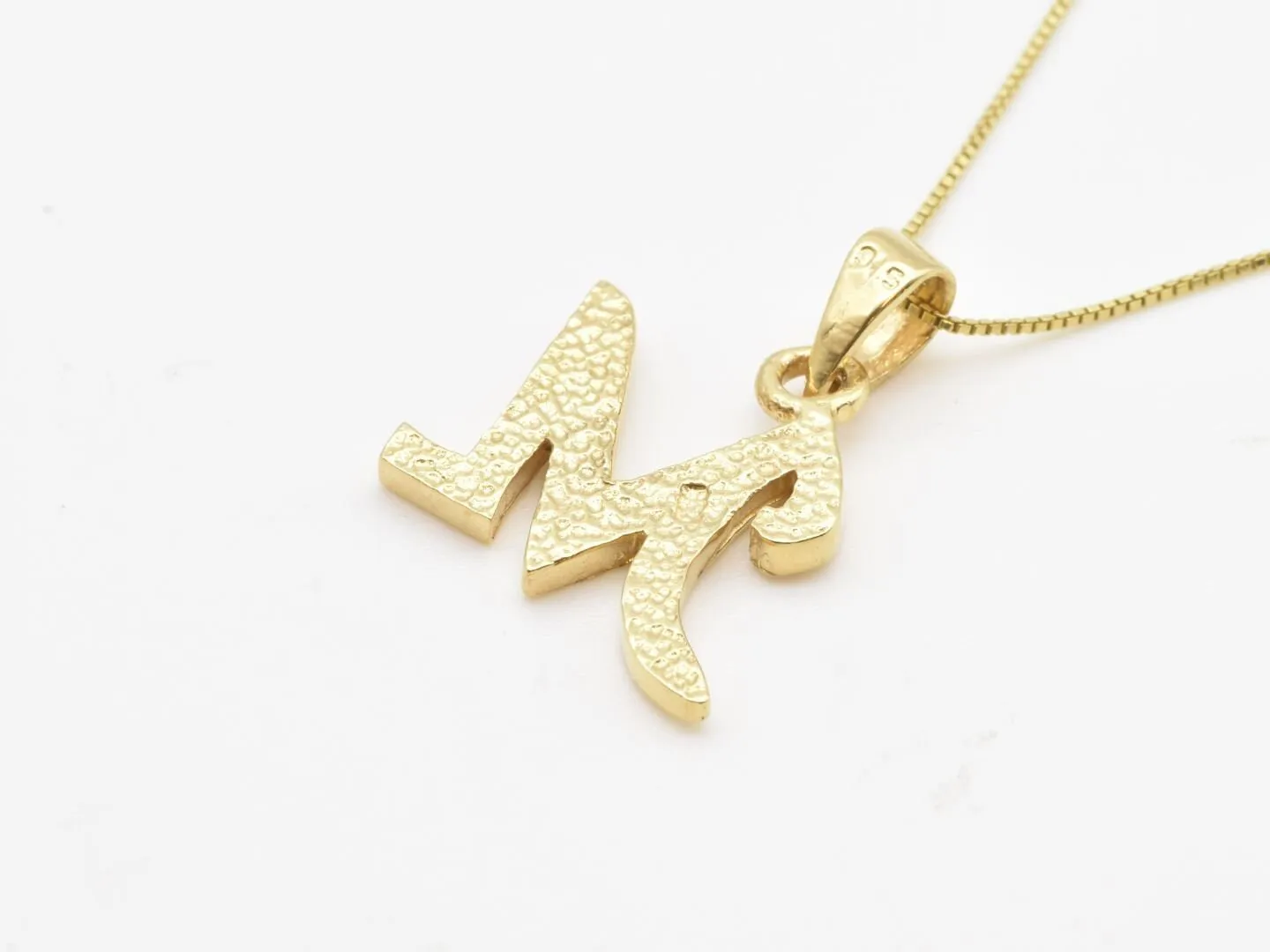 Letter M Gold Pendant - Alphabet Letter Necklace, Capital M Necklace