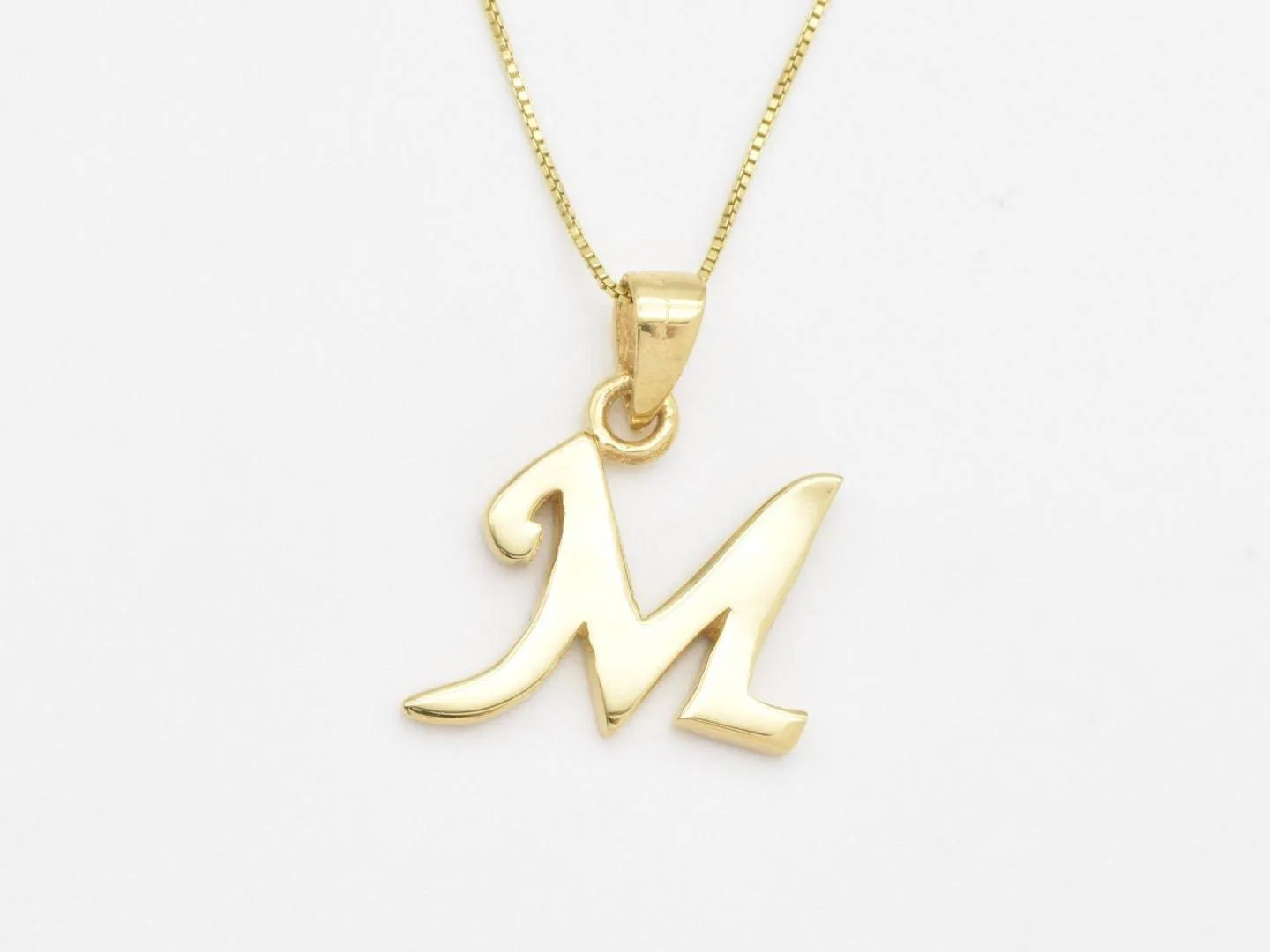 Letter M Gold Pendant - Alphabet Letter Necklace, Capital M Necklace