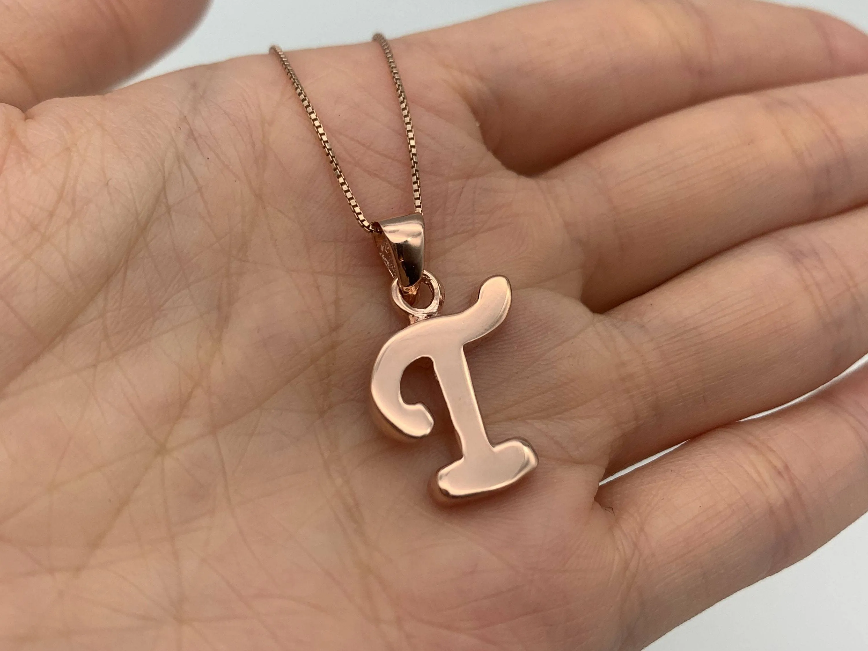 Letter T Rose Gold Pendant - Alphabet Letter Necklace - Pink Initial Necklace