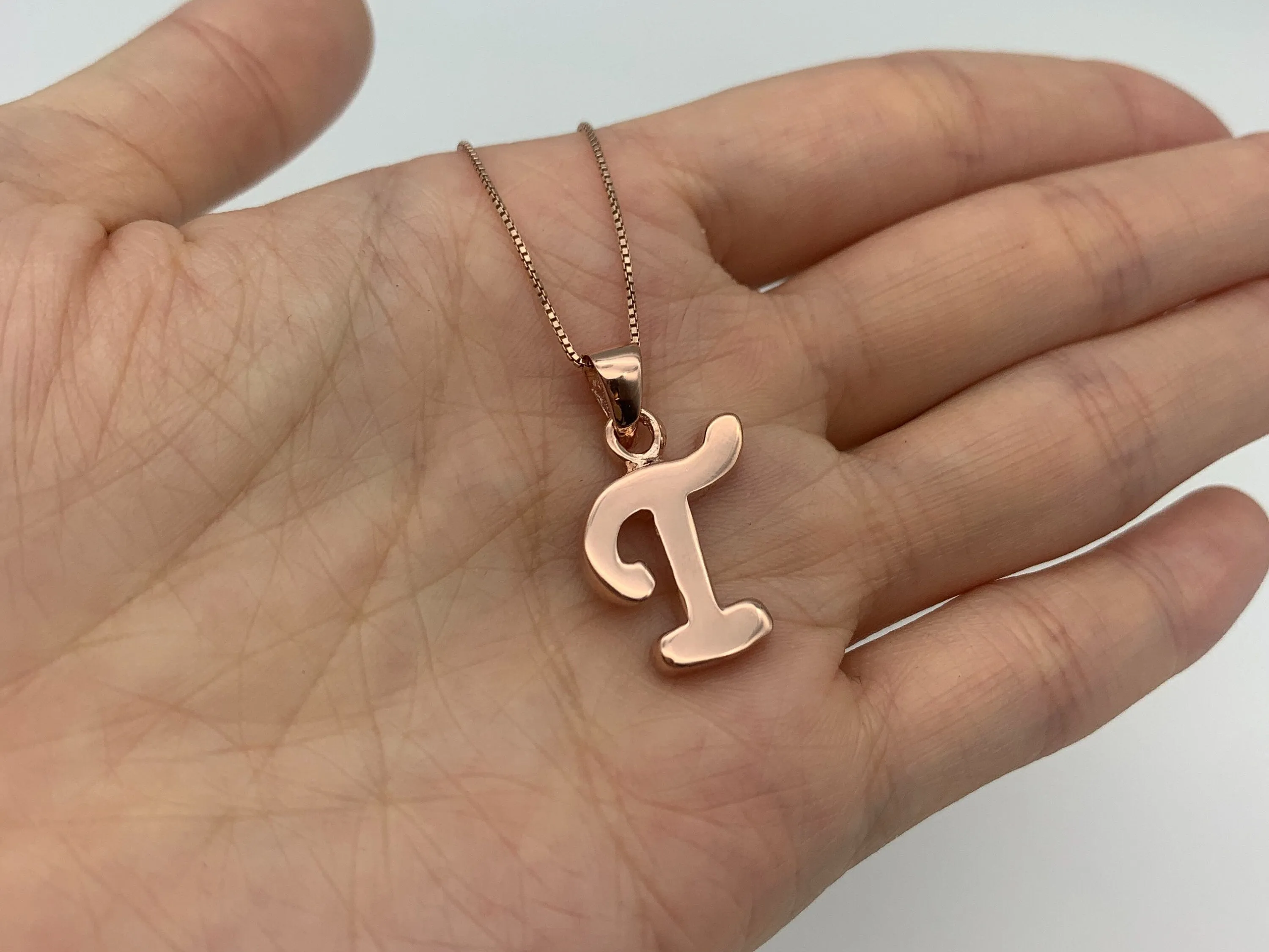 Letter T Rose Gold Pendant - Alphabet Letter Necklace - Pink Initial Necklace