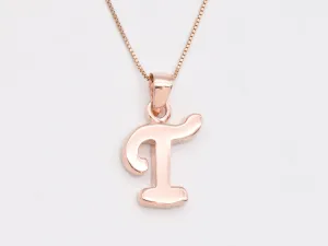 Letter T Rose Gold Pendant - Alphabet Letter Necklace - Pink Initial Necklace