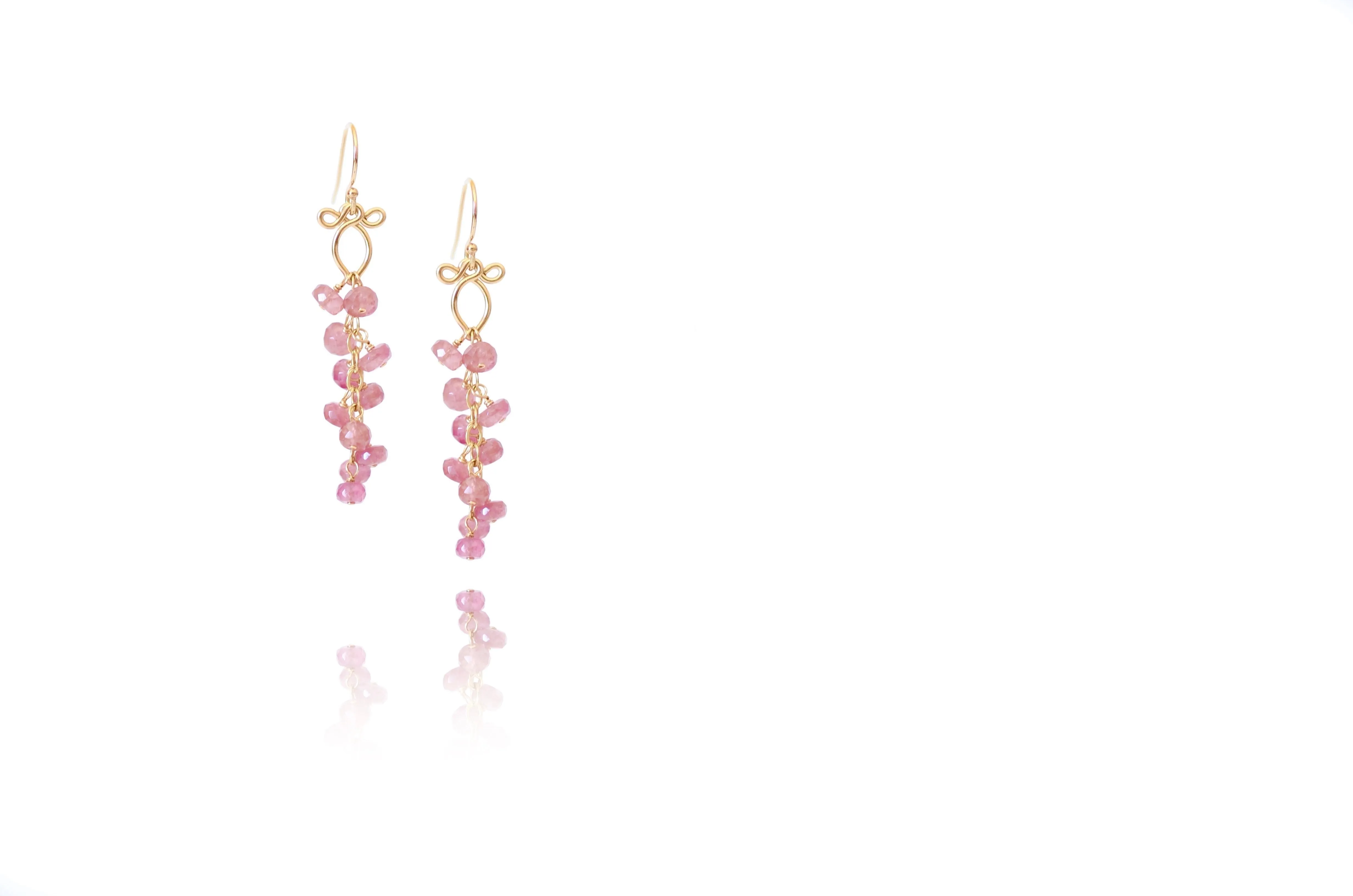 Leyla - Pink Tourmalines, 14k Gold Filled Earrings