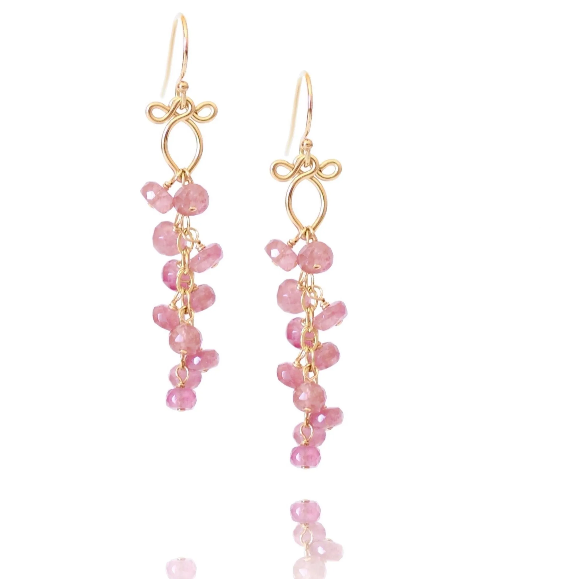 Leyla - Pink Tourmalines, 14k Gold Filled Earrings