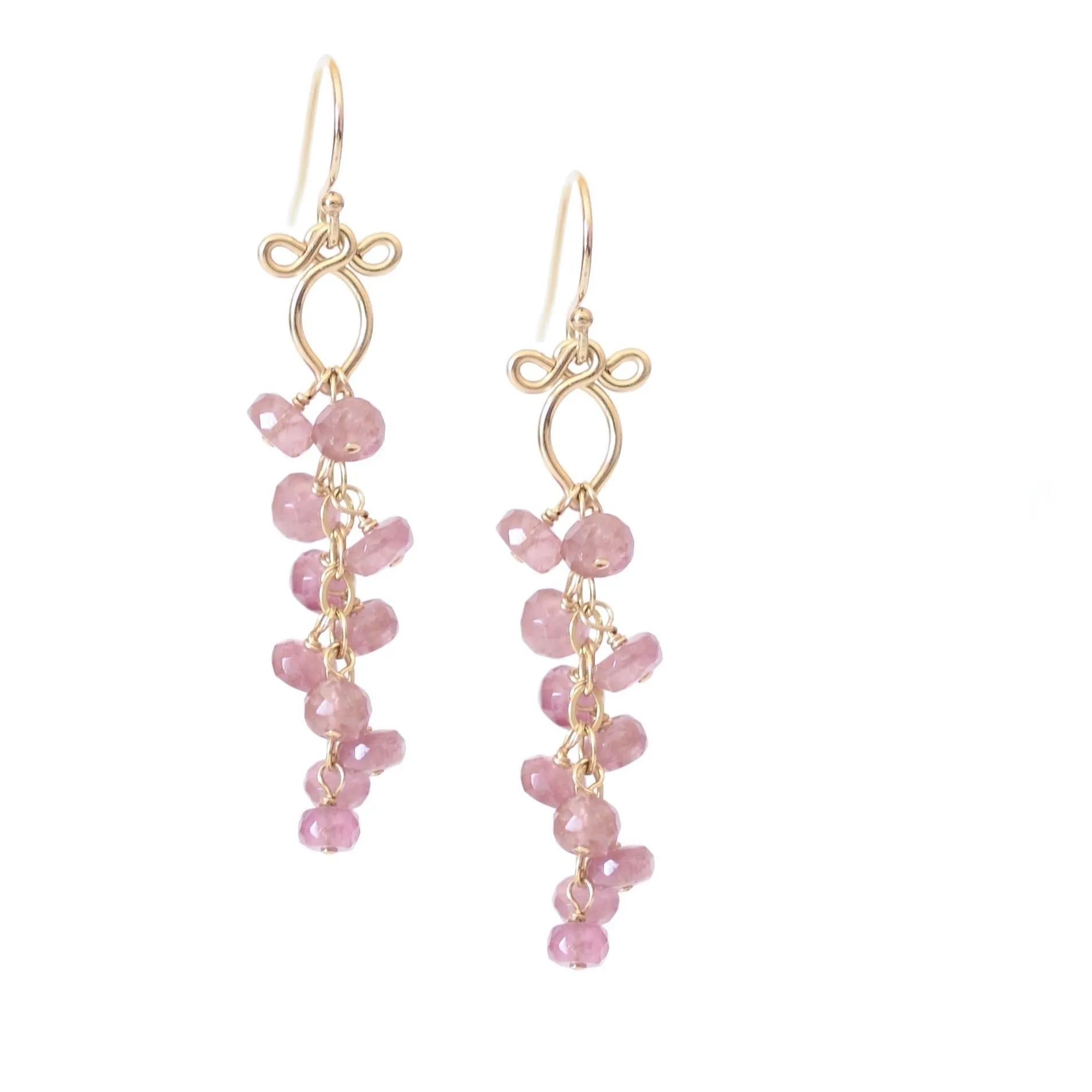 Leyla - Pink Tourmalines, 14k Gold Filled Earrings