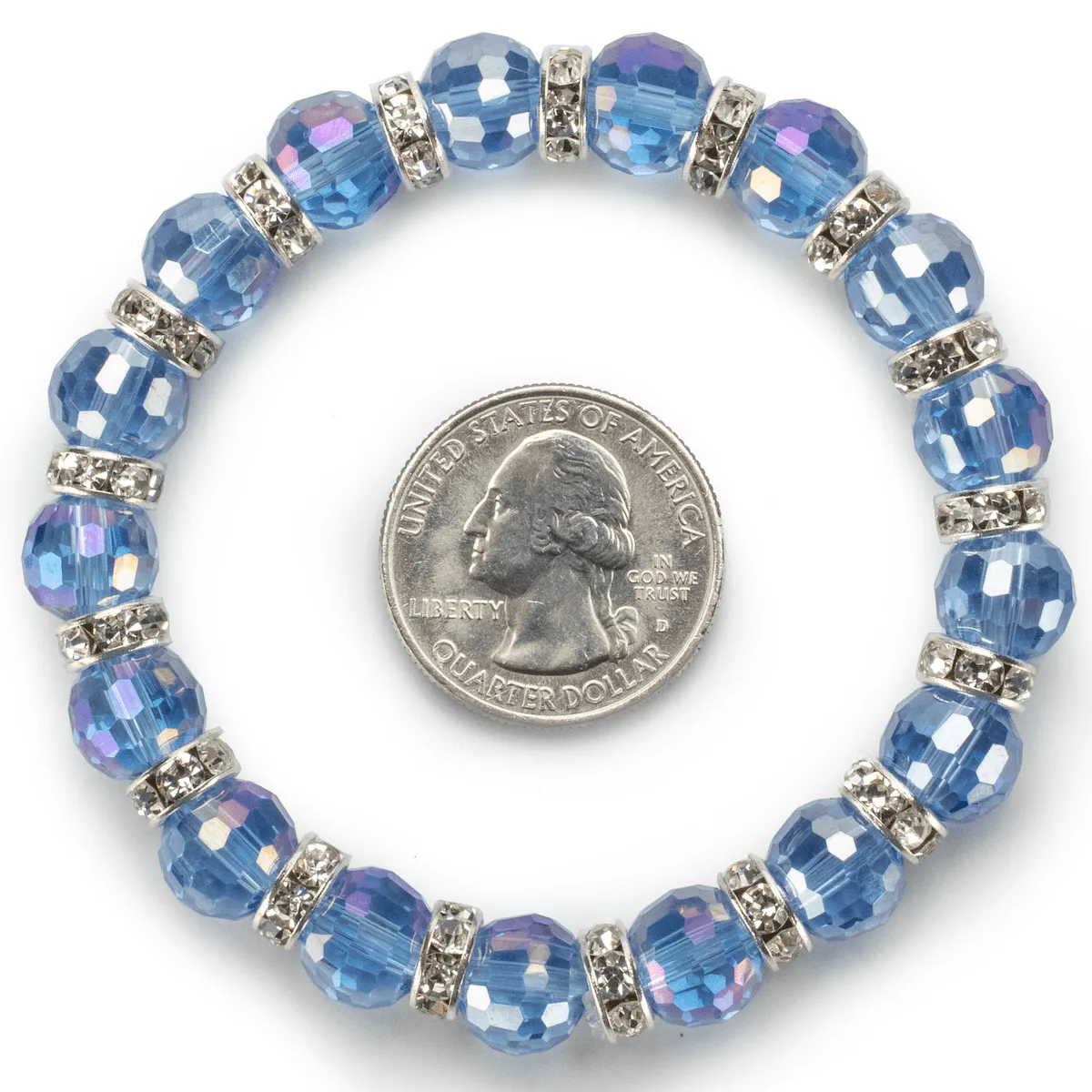 Light Sapphire Gorgeous Glass Bracelet with Cubic Zirconia Crystals