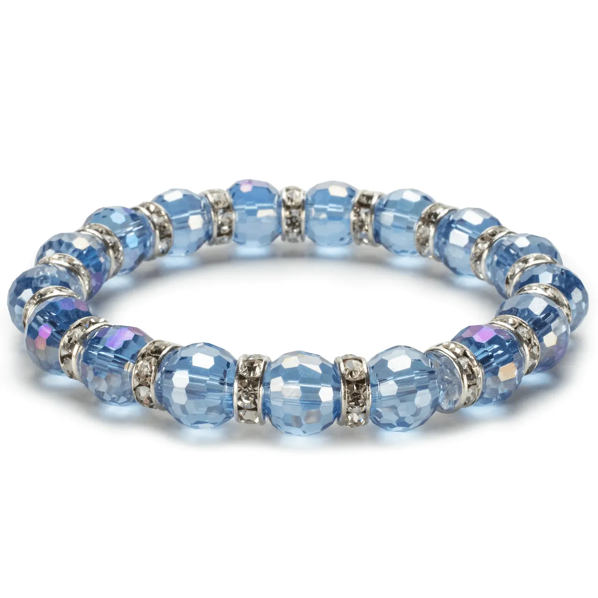 Light Sapphire Gorgeous Glass Bracelet with Cubic Zirconia Crystals