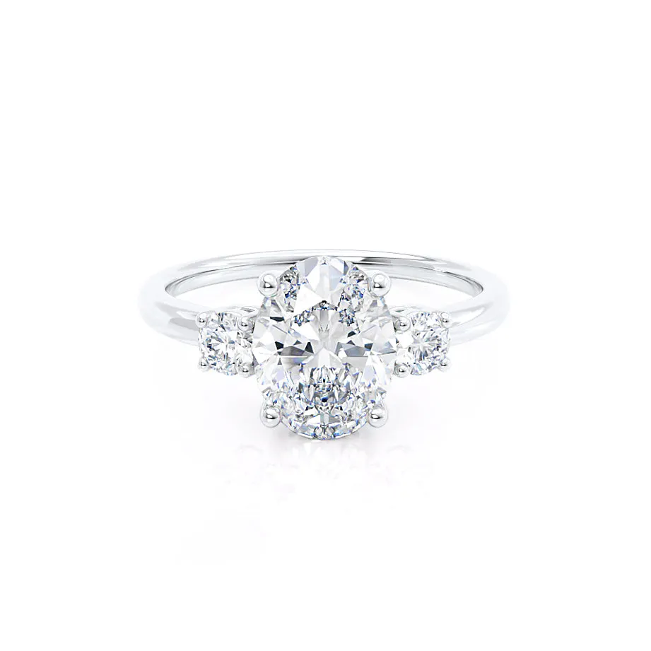 LOUELLA - Diamond Oval Petite Trilogy Platinum 950 Engagement Ring