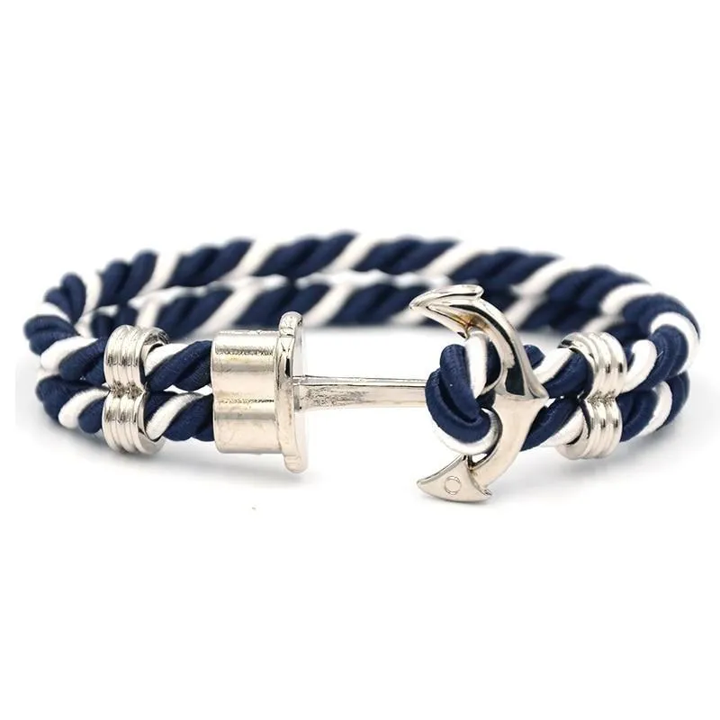 Luigi Anchor Striped Rope Bracelet