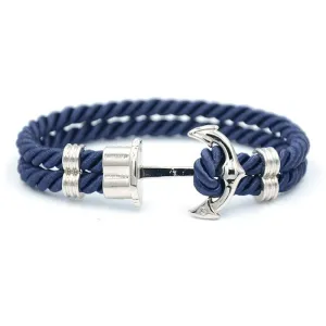 Luigi Silver Anchor Rope Bracelet