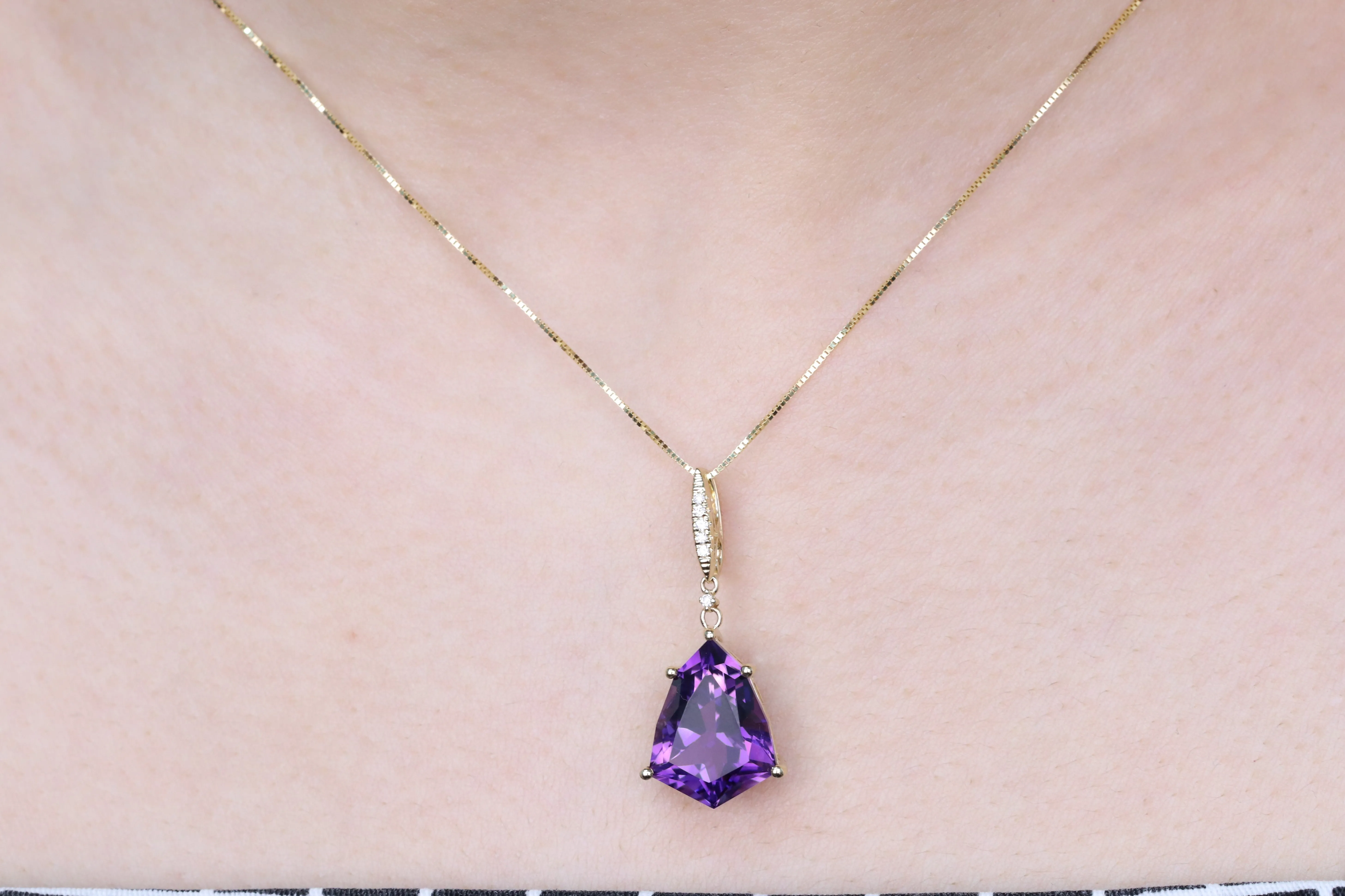 Madison 10K Yellow Gold Pear-Cut Brazilian Amethyst Pendant