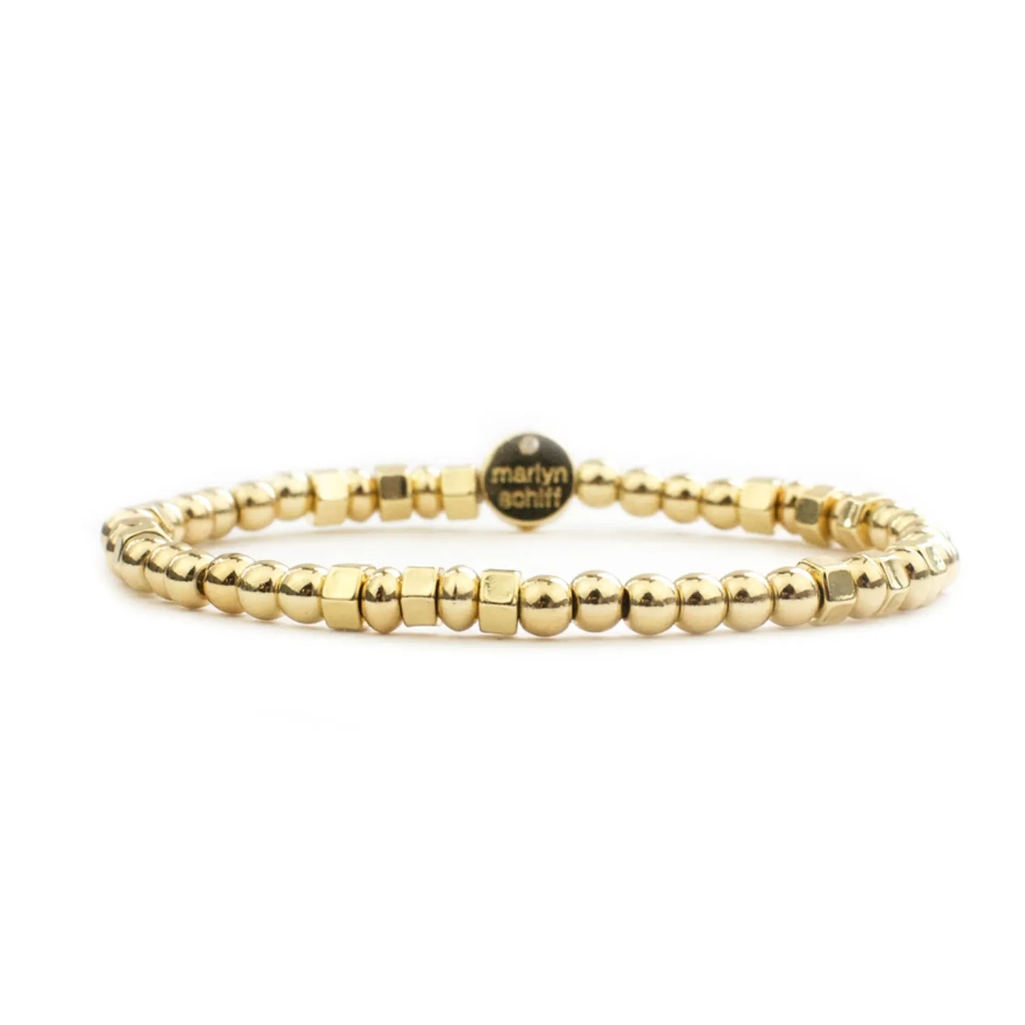 Marlyn Schiff Brass Beaded Ball & Square Bracelet