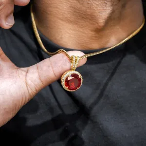 Mens Gold Ruby Necklace | Appx. 15.4 Grams