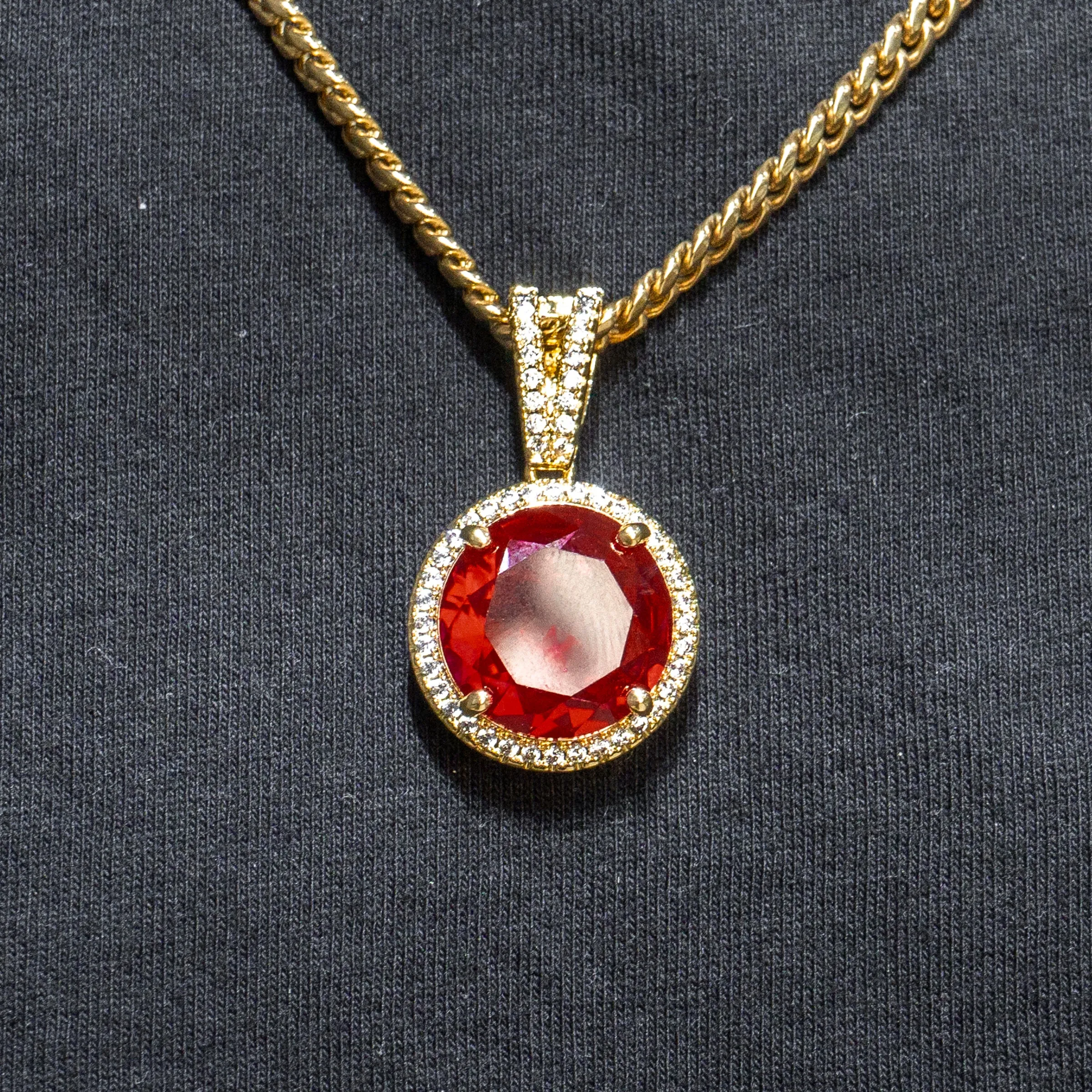 Mens Gold Ruby Necklace | Appx. 15.4 Grams