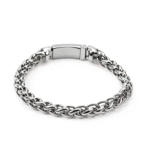 Men's Korean-Inspired Titanium Steel Flower Basket Chain Bracelet - Trendy Stainless Steel Fashion Accessory