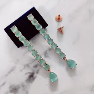 Mint Green Rose Gold Earrings