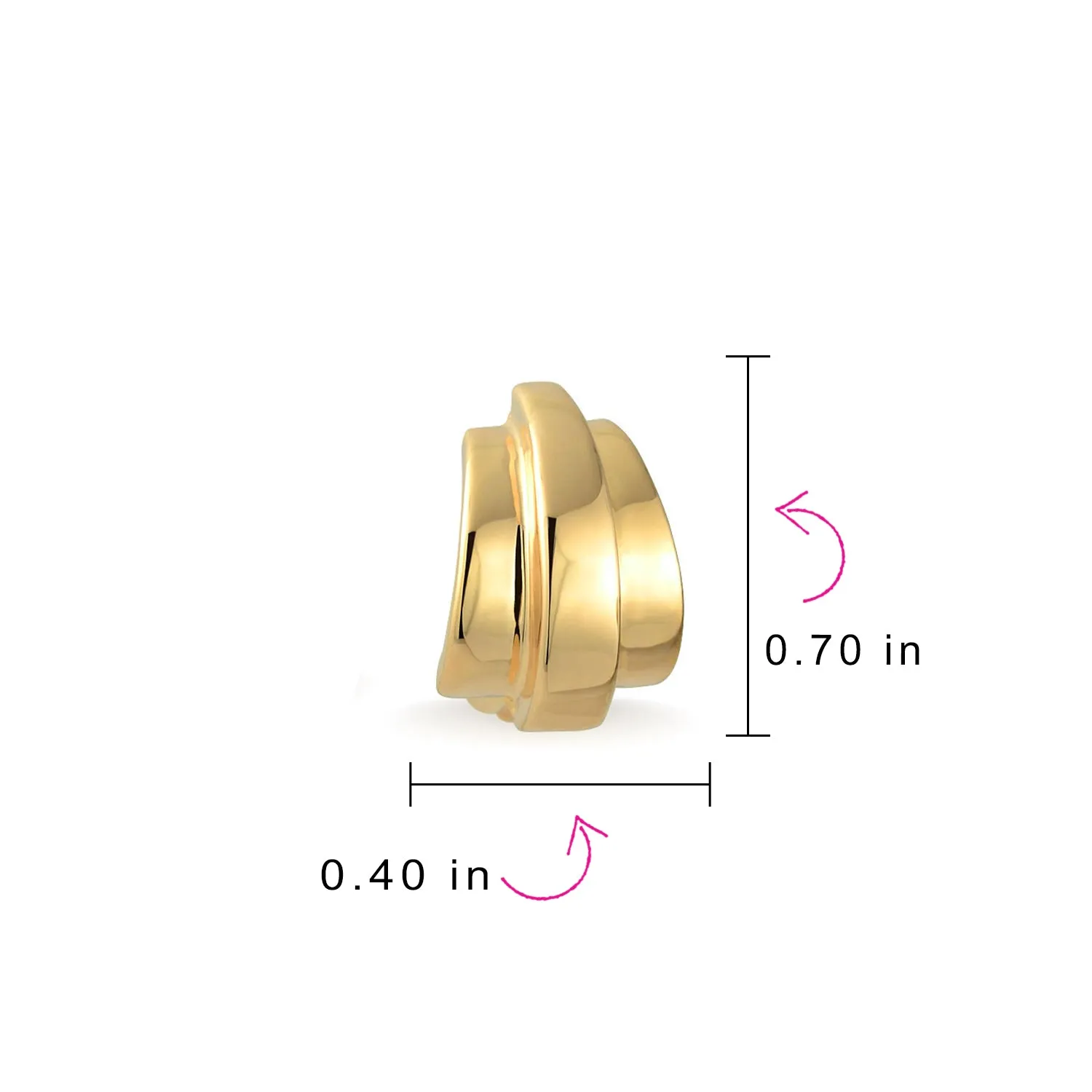 Modern Geometric Dome Clip-On Earrings for Non-Pierced Ears 14K Gold Plated