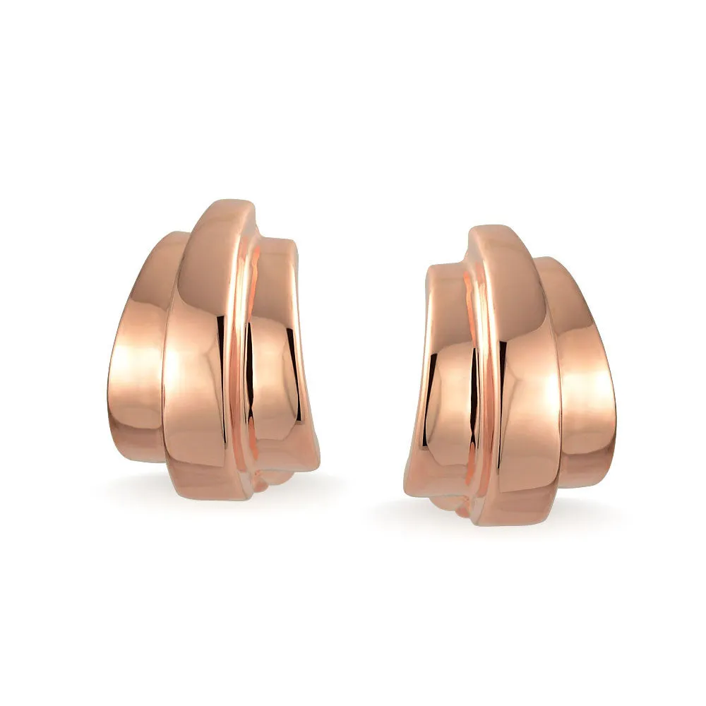 Modern Geometric Dome Clip-On Earrings for Non-Pierced Ears 14K Gold Plated