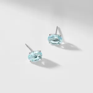 MODERN LOVE LARGE OVAL AQUA STUD EARRINGS