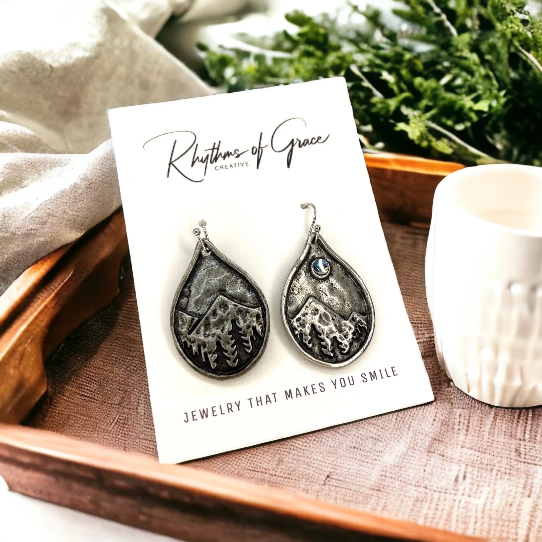 Mountain Earrings - Redwood Forest, Handmade Jewelry, Mountain Accessories, Silver Earrings, Handmade Earrings