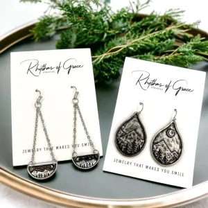 Mountain Earrings - Redwood Forest, Handmade Jewelry, Mountain Accessories, Silver Earrings, Handmade Earrings