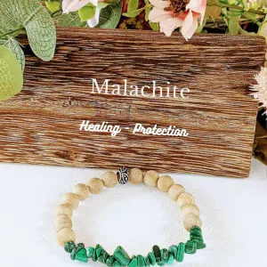 Natural Malachite Gemstone Chip Diffuser-Transforming Bracelet