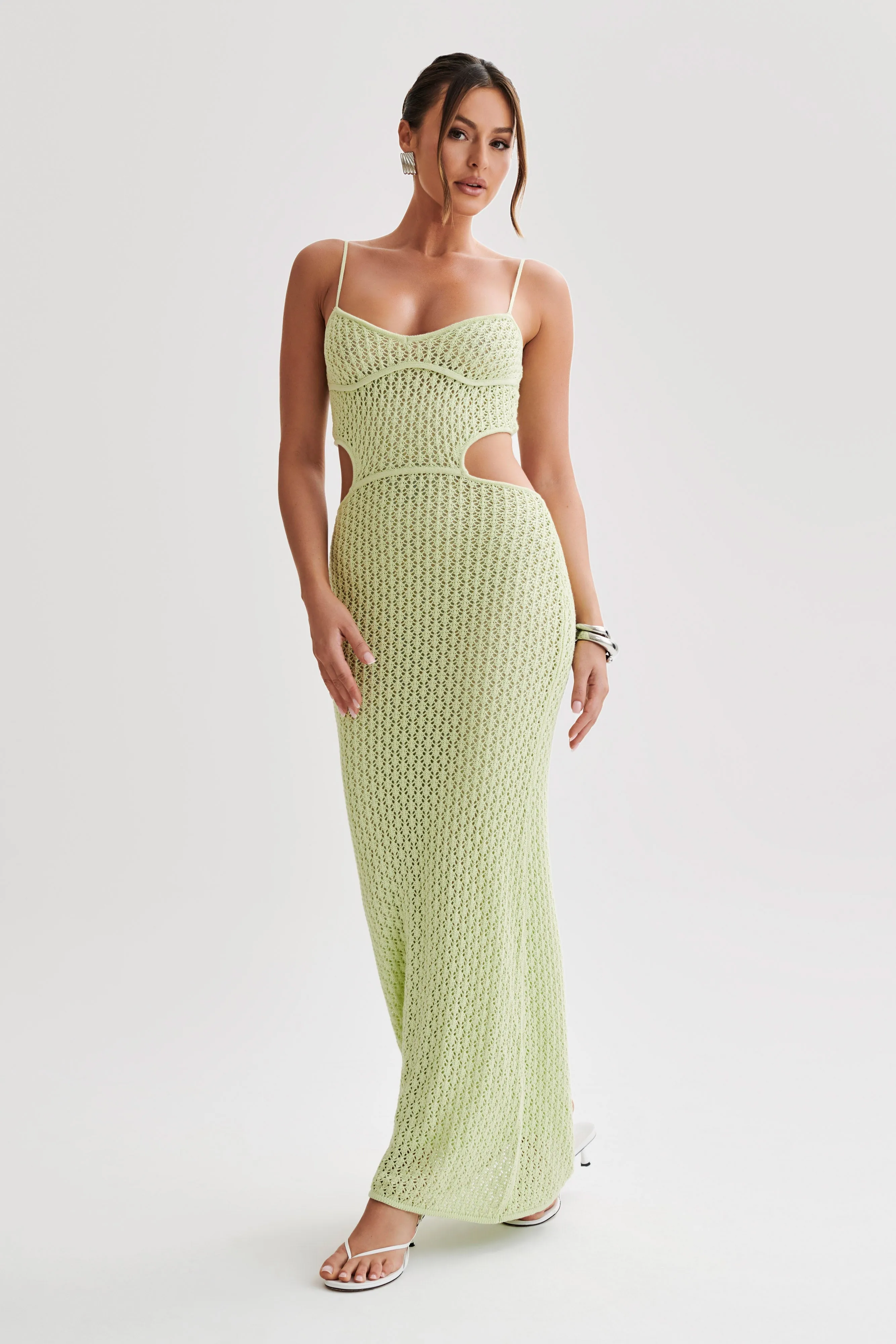 Nerida Knit Cut Out Maxi Dress - Seafoam Green