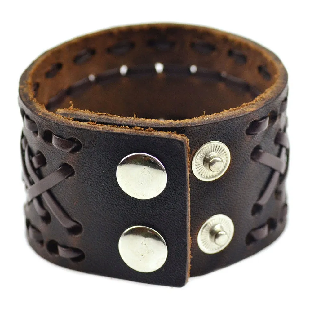 New Genuine Men Leather Bracelets Brand Fashion Punk Wide Cuff Bracelets & Bangle for Women Men Jewelry Accessory Summer Style