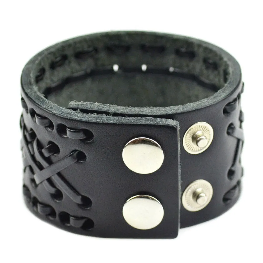 New Genuine Men Leather Bracelets Brand Fashion Punk Wide Cuff Bracelets & Bangle for Women Men Jewelry Accessory Summer Style