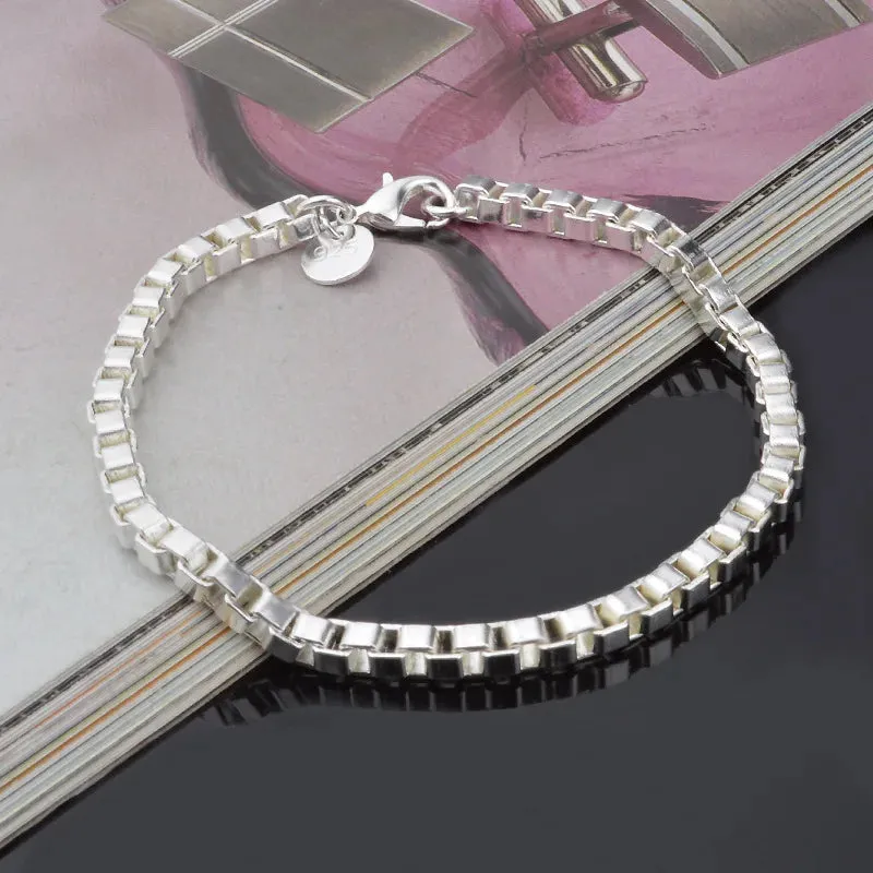 New High quality 925 Sterling Silver 4MM Women Men chain Male Twisted Rope Bracelets Fashion Silver Jewelry