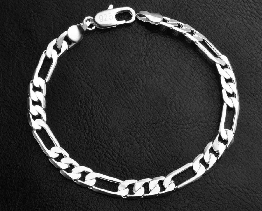 New High quality 925 Sterling Silver 4MM Women Men chain Male Twisted Rope Bracelets Fashion Silver Jewelry