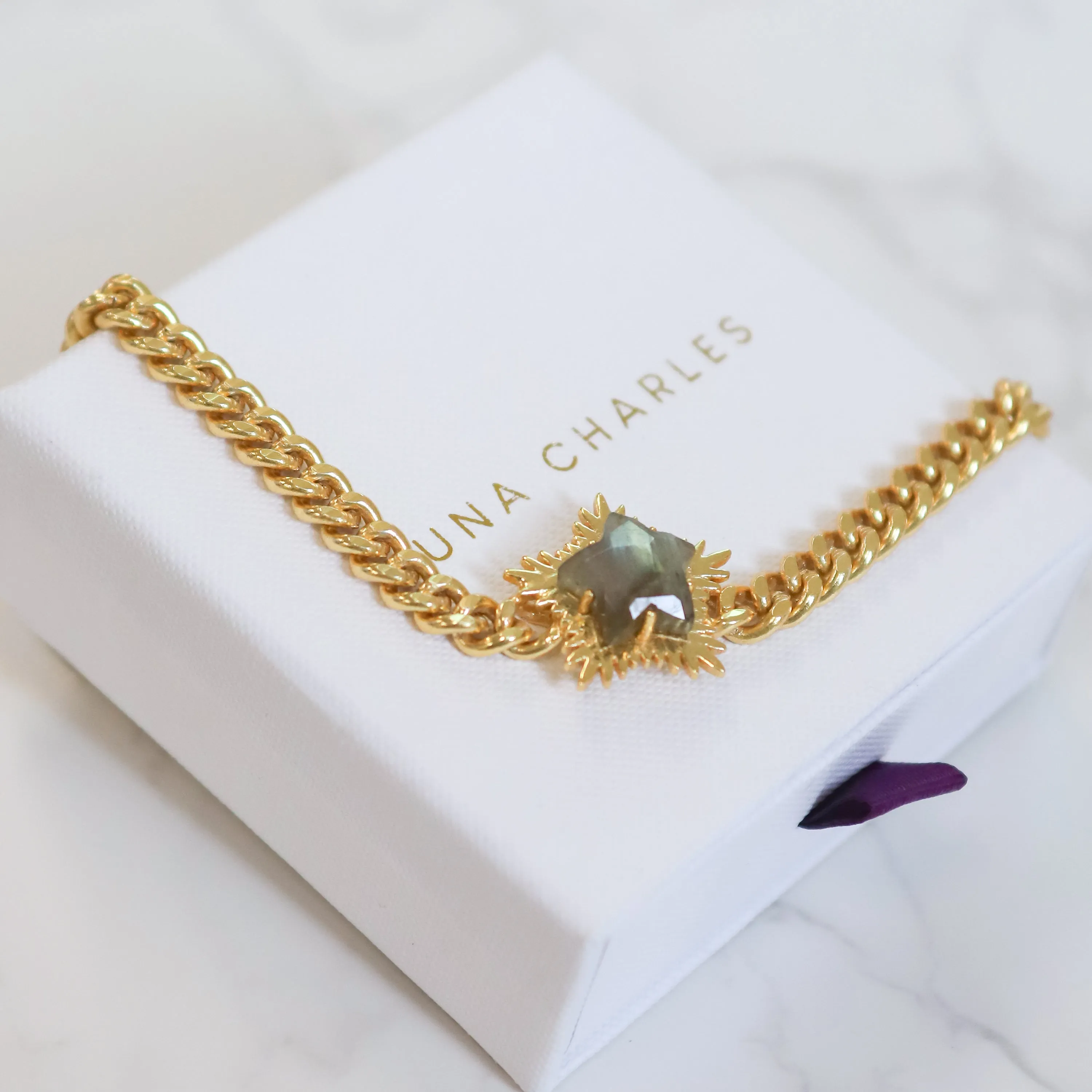 Odette Labradorite Spiky Star Choker Necklace | 18k Gold Plated