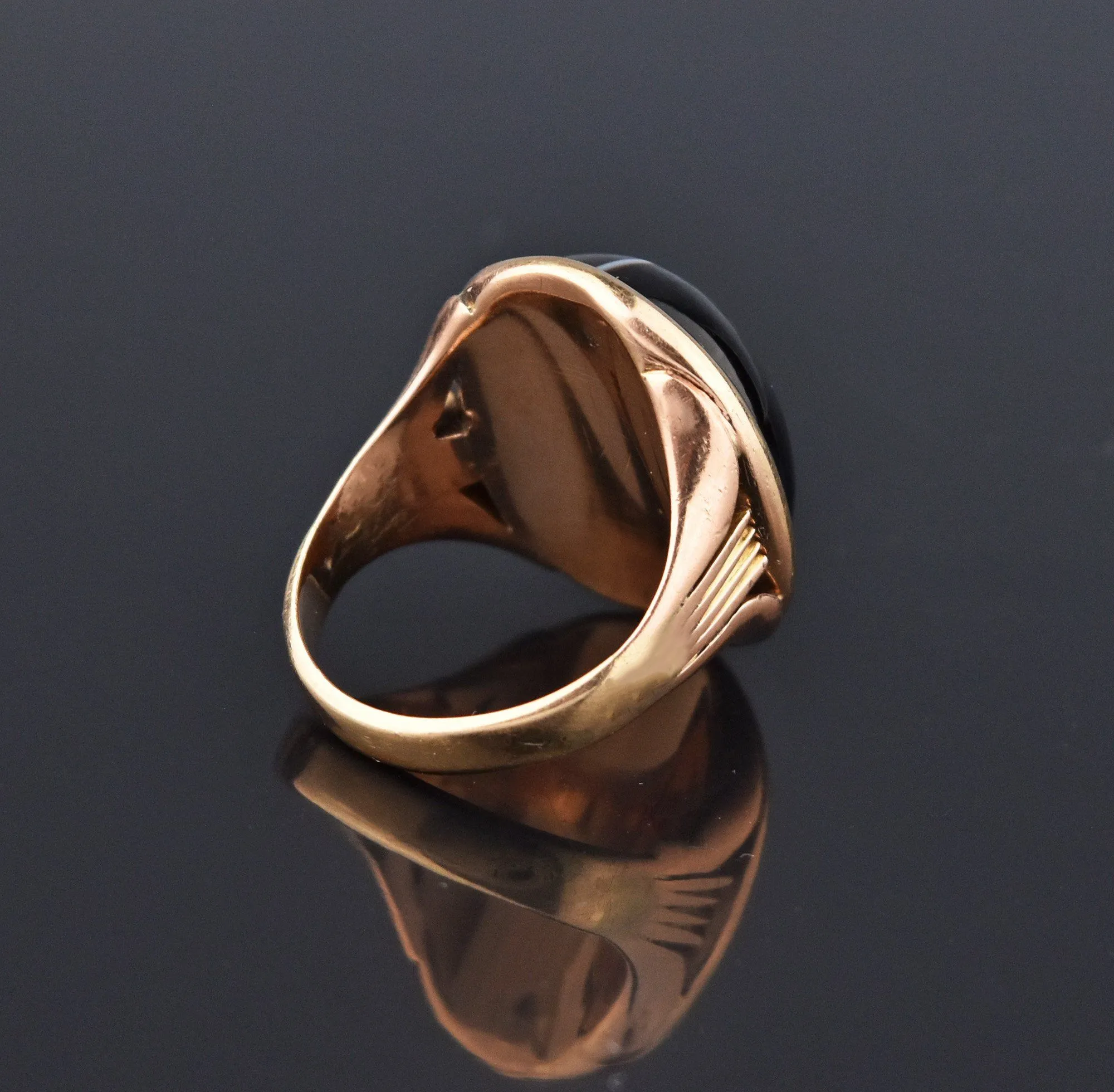 ON HOLD Victorian 14K Gold Banded Agate Cabochon Ring