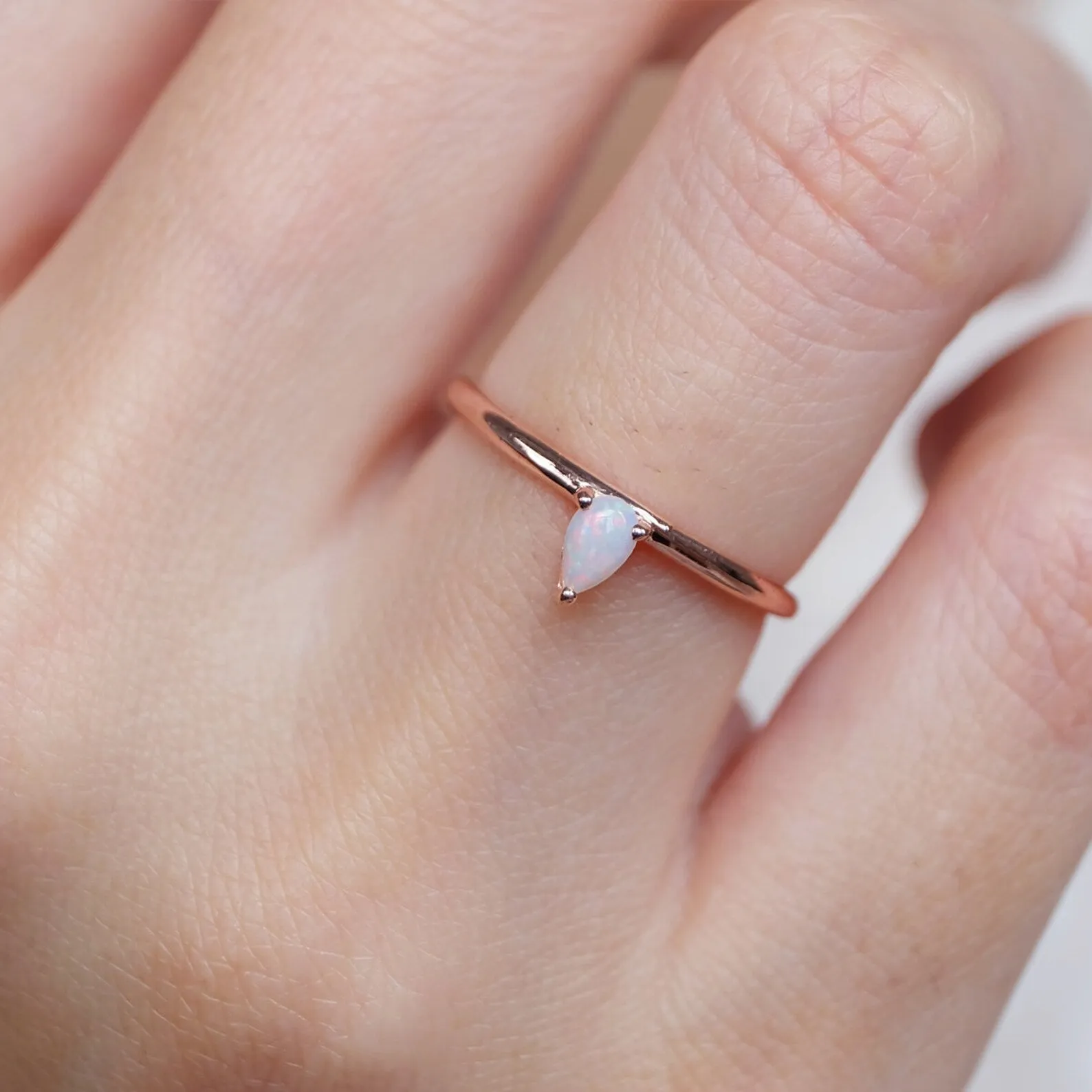 Opal Teardrop Solitaire Ring Ciel