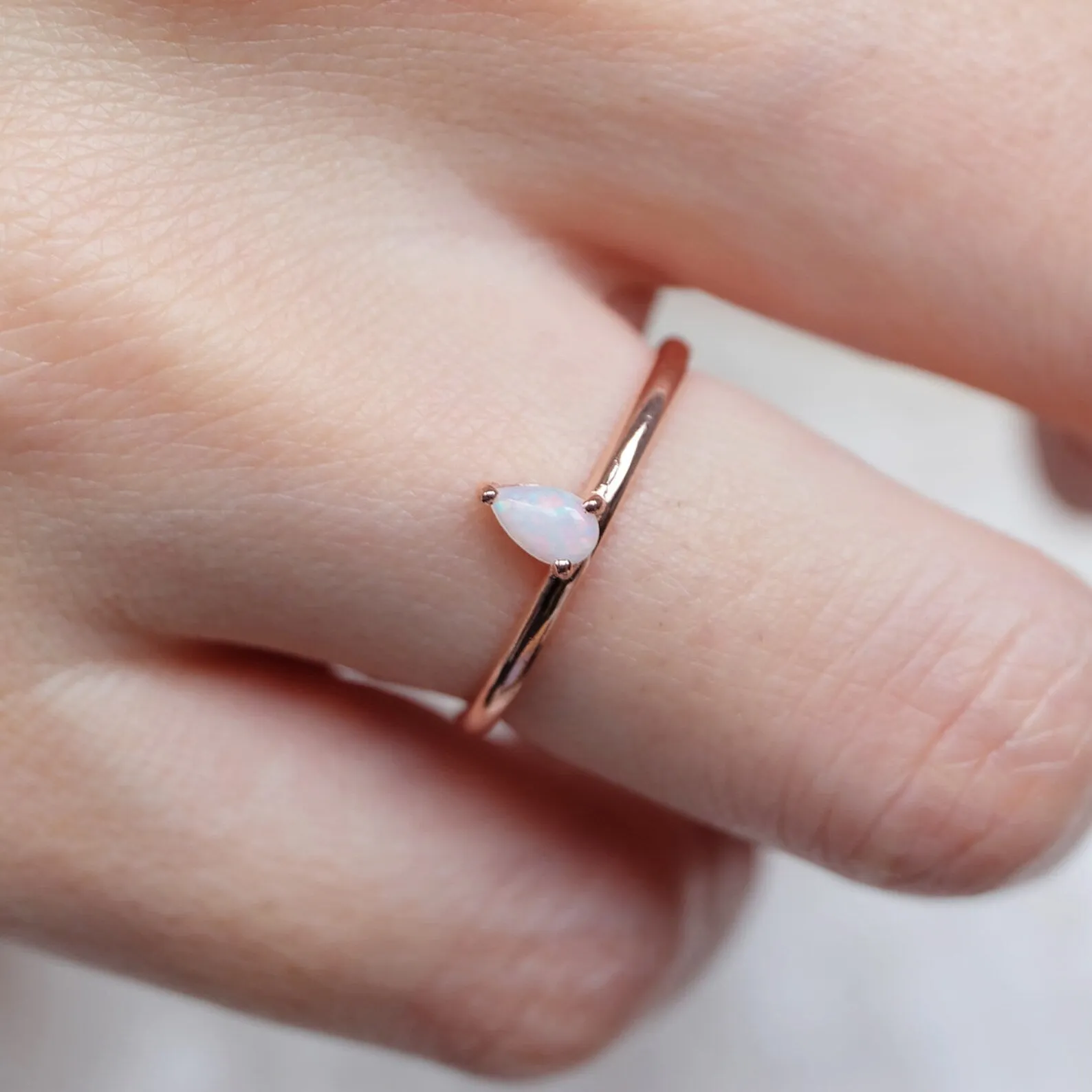 Opal Teardrop Solitaire Ring Ciel