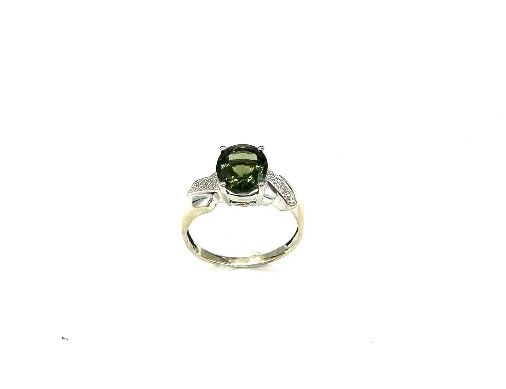 Oval Peridot & Diamond Accent Ring