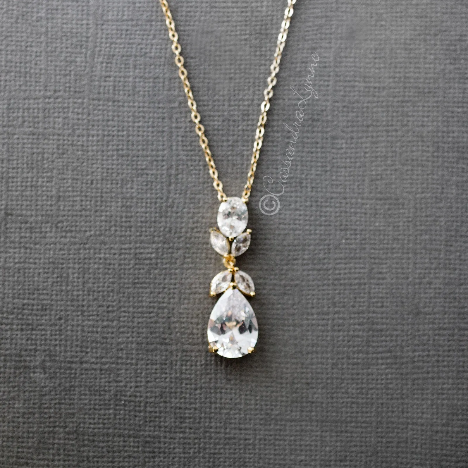 Pear Drop CZ Wedding Pendant