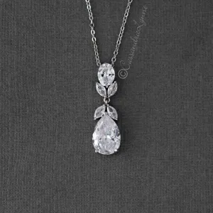 Pear Drop CZ Wedding Pendant