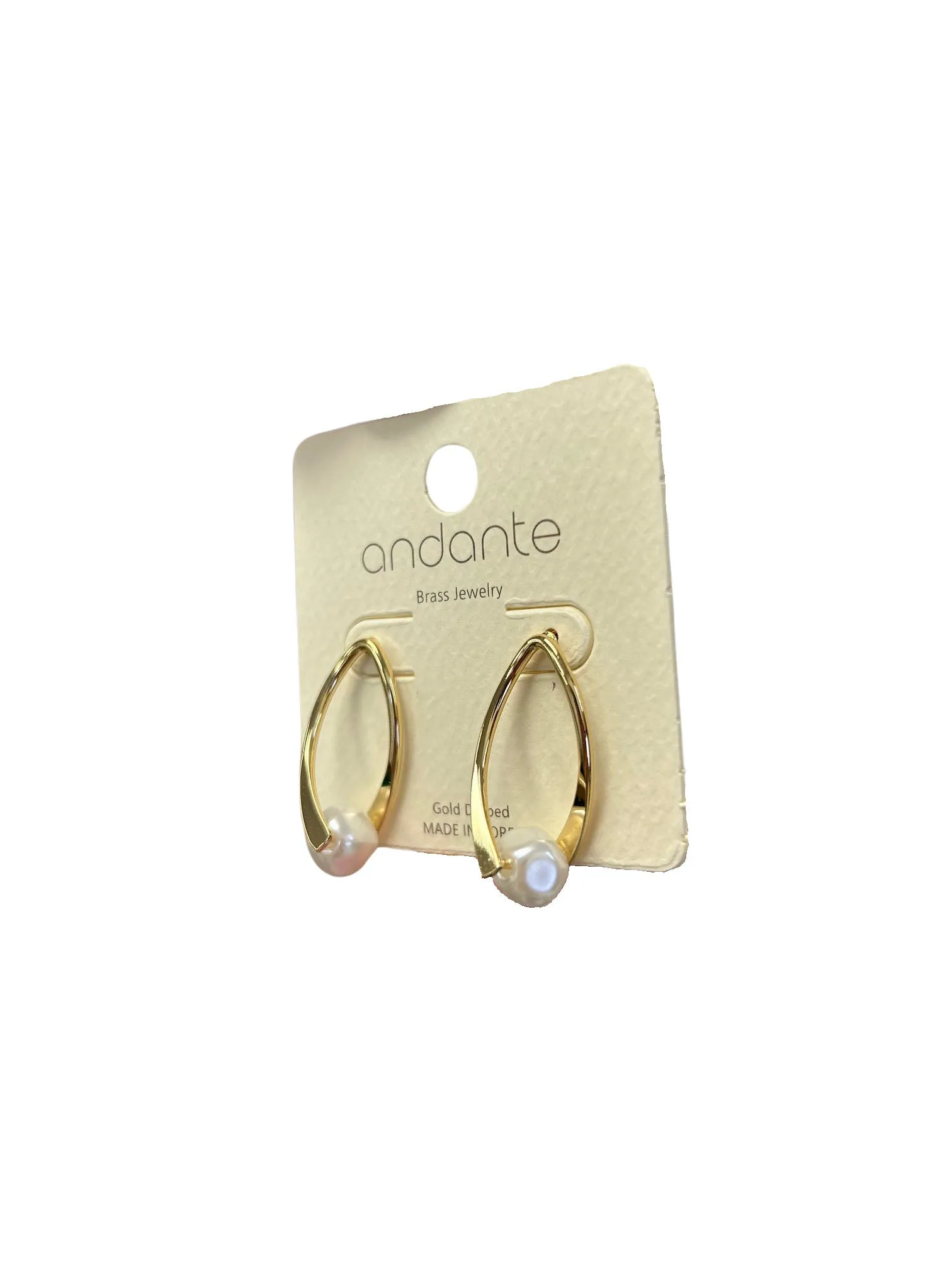 Pearl Drop Classic Twist Post Earrings - Gold