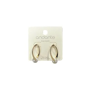 Pearl Drop Classic Twist Post Earrings - Gold