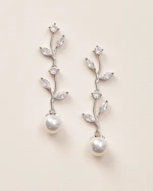 Pearl Floral Dangle Earrings