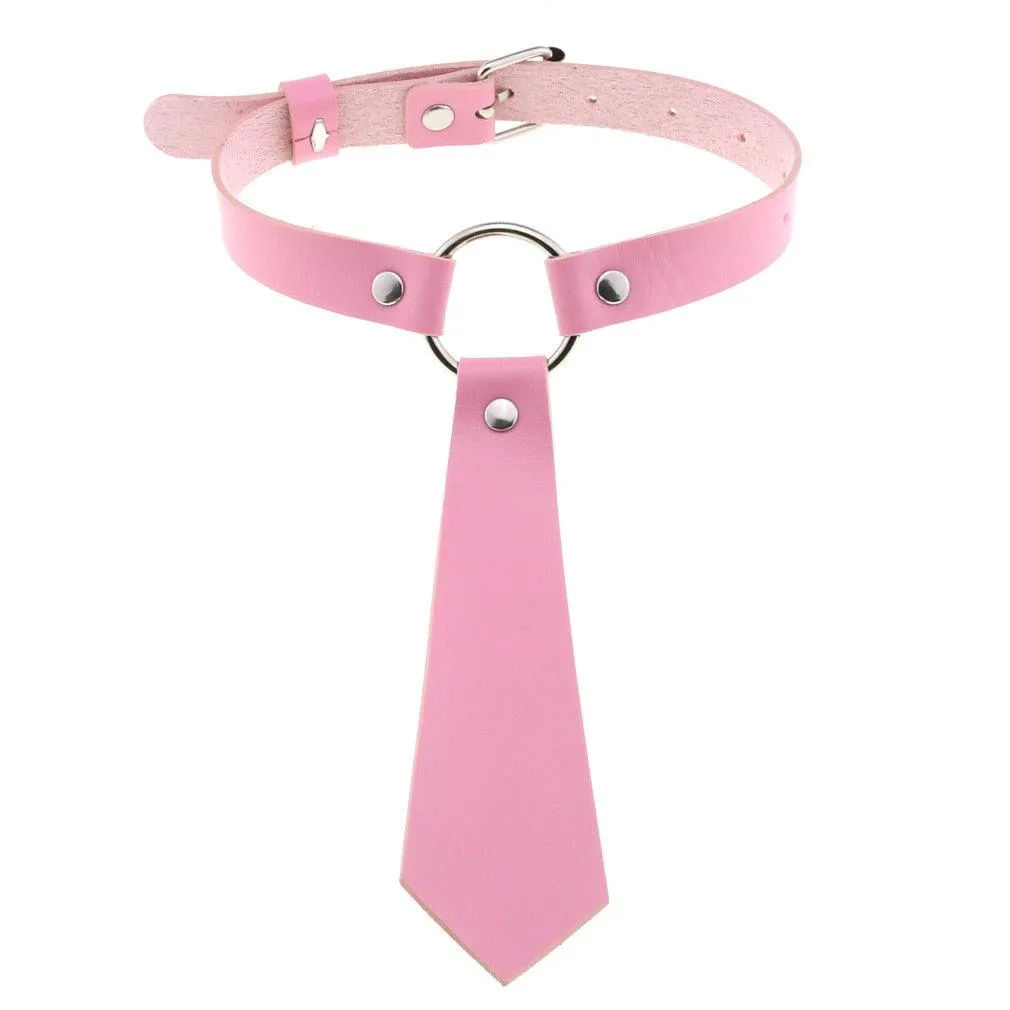 Pink Leather Gothic Choker Collection