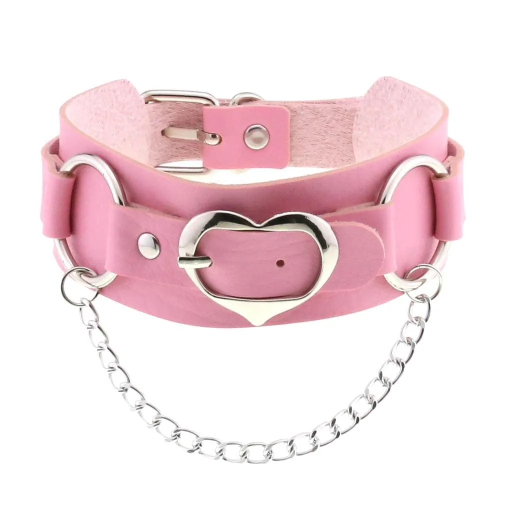 Pink Leather Gothic Choker Collection