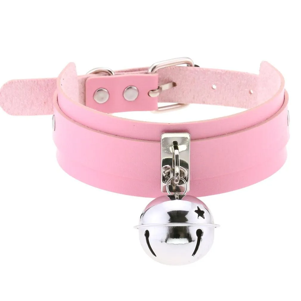 Pink Leather Gothic Choker Collection